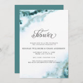 Moderne Blauwgroen Waterverf Moss Agate BarefootBr Kaart (Voorkant / Achterkant)