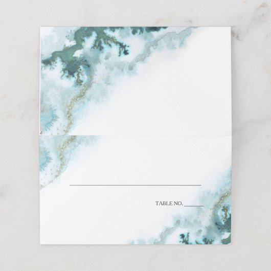 Moderne Blauwgroen Waterverf Moss Agate BarefootBr Plaatskaartje (Buitenkant ongevouwen)