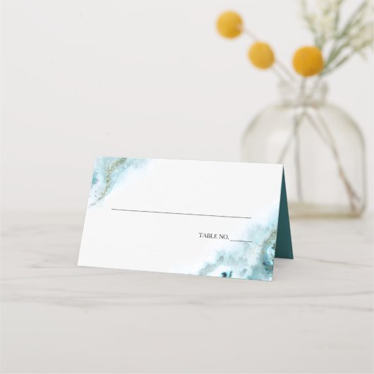Moderne Blauwgroen Waterverf Moss Agate BarefootBr Plaatskaartje (Voorkant)