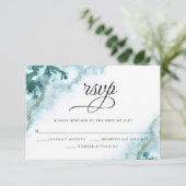 Moderne Blauwgroen Waterverf Moss Agate BarefootBr RSVP Kaartje (Staand voorkant)