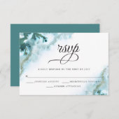 Moderne Blauwgroen Waterverf Moss Agate BarefootBr RSVP Kaartje (Voorkant / Achterkant)
