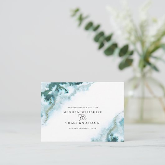 Moderne Blauwgroen Waterverf Moss Agate BarefootBr Visitekaartje (Staand voorkant)
