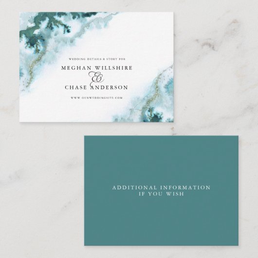 Moderne Blauwgroen Waterverf Moss Agate BarefootBr Visitekaartje (Voorkant / Achterkant)