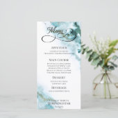 Moderne Blauwgroen Waterverf Moss Agate Menu (Staand voorkant)
