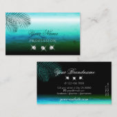 Moderne Blauwgroen Waterverf palm laat juwelen sti Visitekaartje (Voorkant / Achterkant)
