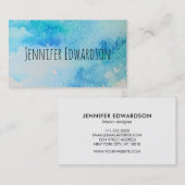 Moderne blauwgroen waterverf splaatstberoeps visitekaartje (Voorkant / Achterkant)