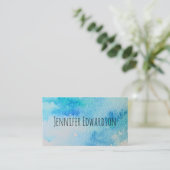 Moderne blauwgroen waterverf splaatstberoeps visitekaartje (Staand voorkant)