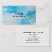 Moderne blauwgroen waterverf splatter professional visitekaartje (Voorkant / Achterkant)