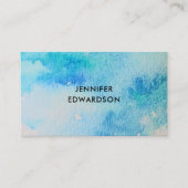 Moderne blauwgroen waterverf splatter professional visitekaartje (Voorkant)