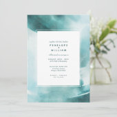 Moderne Blauwgroen Waterverf van de Oceaan Kaart (Staand voorkant)