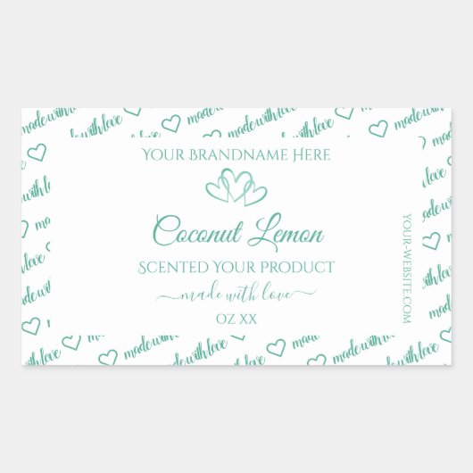 Moderne Blauwgroen Wide Cloud Product Labels hart (Voorkant)