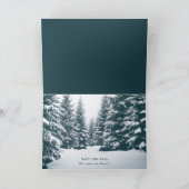 Moderne blauwgroen winterbos multi foto Christmas  Kaart (Binnen)