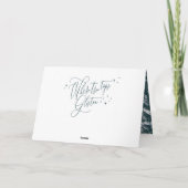 Moderne blauwgroen winterbos multi foto kerst kaart (Achterkant)