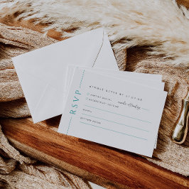 Moderne Blauwgroen Witte Huwelijksuitnodiging RSVP