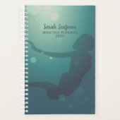 Moderne Blauwgroen Zeemeermin Maandplanner Planner (Voorkant)