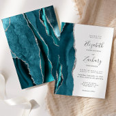 Moderne Blauwgroen, zilveren uitnodiging voor wedd