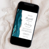 Moderne Blauwgroen, zilveren uitnodiging voor wedd