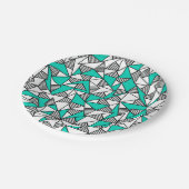 Moderne Blauwgroen, zwarte en witte strips Papieren Bordje (Gekanteld)