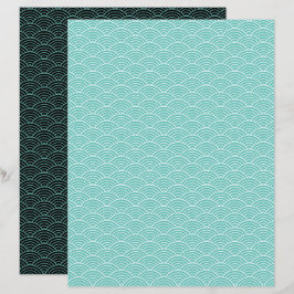 Moderne Blauwgroen zwarte Japanse golfbrekerpapier