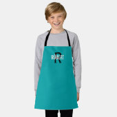 Moderne blauwgroen zwarte monogram, naam apron schort (Gedragen)