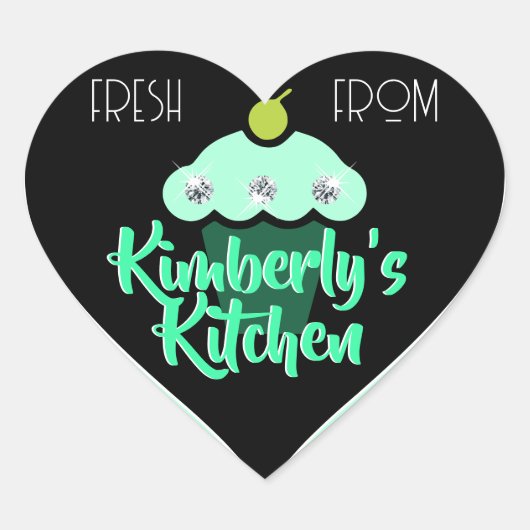 Moderne Blauwgroen zwarte stollstaart Hart Sticker (Voorkant)