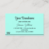 Moderne Blauwgroen zwarte strepen met monogram sti Visitekaartje (Achterkant)