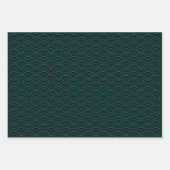 Moderne Blauwgroen zwarte witte geometrische Japan Inpakpapier Vel (Voorkant 2)