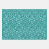 Moderne Blauwgroen zwarte witte geometrische Japan Inpakpapier Vel (Voorkant)