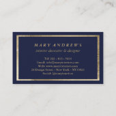 Moderne blauwroze gouden interieurontwerper busje visitekaartje (Achterkant)