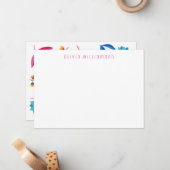 Moderne blauwroze notiecard notitiekaartje (Voorkant / Achterkant in situ)