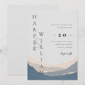 moderne blauwvintonijn bergt huwelijksuitnodiging kaart (Voorkant / Achterkant)