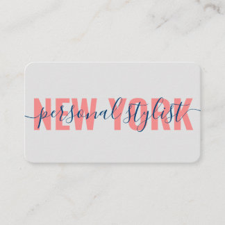 Moderne blauwvormige mode stylist script voor kora visitekaartje