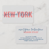 Moderne blauwvormige mode stylist script voor kora visitekaartje (Voorkant / Achterkant)