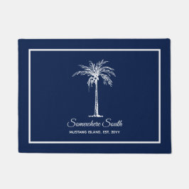 Moderne blauwwitte palmboom, aangepast deurmat