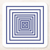 Moderne blauwwitte vioolkwadraten geometrisch patr kartonnen onderzetters (Voorkant)