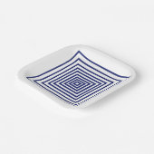 Moderne blauwwitte vioolkwadraten geometrisch patr papieren bordje (Gebogen)