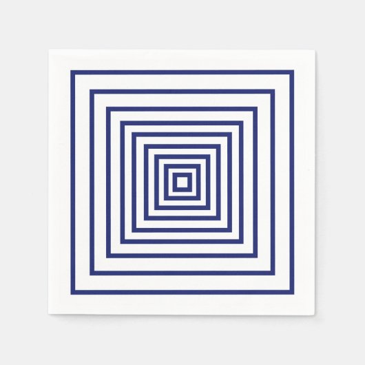 Moderne blauwwitte vioolkwadraten geometrisch patr servet (Voorkant)