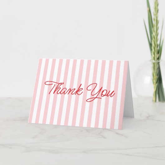 Moderne Bleekroze Streep Bedankkaart (Voorkant)