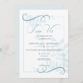 Moderne bleke blad-chique accenten turkooisblauw kaart