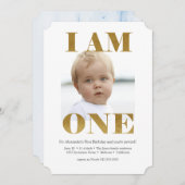 Moderne Bleke blauw + gouduitse uitnodigingen van  (Voorkant / Achterkant)