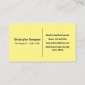 Moderne Bleke Gele Minimalistische Naam en Initial Visitekaartje (Achterkant)