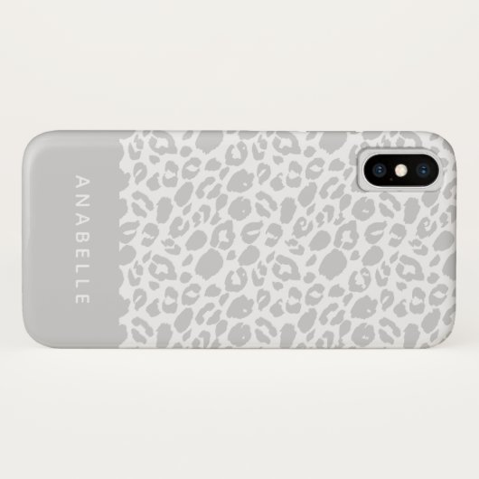 Moderne bleke grijs-witte dierenluipaardprint Case-Mate iPhone case (Achterkant (horizontaal))