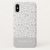 Moderne bleke grijs-witte dierenluipaardprint Case-Mate iPhone case (Achterkant)