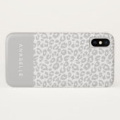 Moderne bleke grijze en witte bladluipaard Case-Mate iPhone case (Achterkant (horizontaal))
