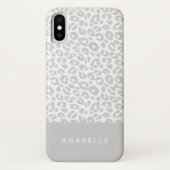 Moderne bleke grijze en witte bladluipaard Case-Mate iPhone case (Achterkant)