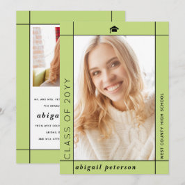 Moderne bleke groene Klasse van 2025 afstuderen fo Aankondiging