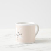 Moderne Bleke perzik gepersonaliseerde monogram na Espresso Kop (Voorkant rechts)