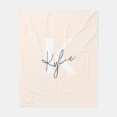 Moderne Bleke perzik gepersonaliseerde monogram na Fleece Deken (Voorkant)