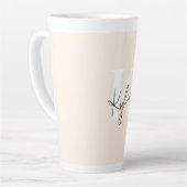 Moderne Bleke perzik gepersonaliseerde monogram na Latte Mok (Linkerhoek)