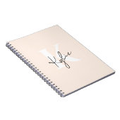 Moderne Bleke perzik gepersonaliseerde monogram na Notitieboek (Rechterzijde)